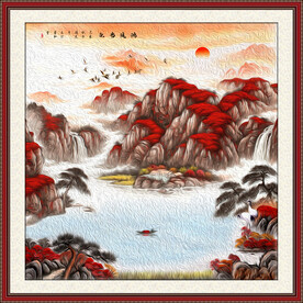 聚宝盆山水画