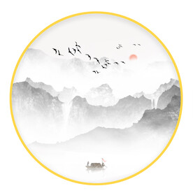 圆形画 山水挂画