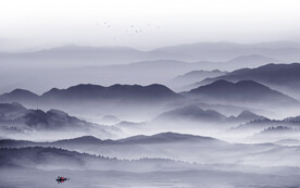 蓝色客厅山水 tif分层画 