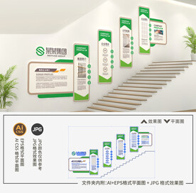 绿色企业楼梯文化墙