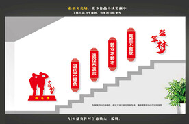 楼道强军梦文化墙