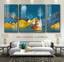 轻奢风客厅山水装饰画玄关挂画