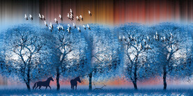 晶瓷画 抽象画 蓝色森林