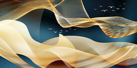 晶瓷画 抽象画 金色线条