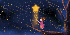 晶瓷画 星空夜晚 女孩