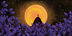 晶瓷画 抽象画 星空 紫色叶子