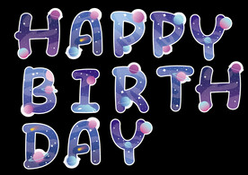 太空卡通字母创意生日条幅吊旗