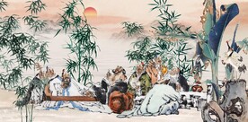 竹林七贤水墨国画电视背景墙