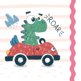 卡通小恐龙开车生日海报