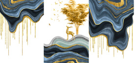 晶瓷画 抽象画 麋鹿