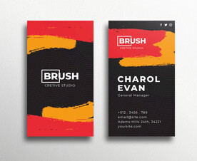 笔刷绘画填涂风格黑色创意名片