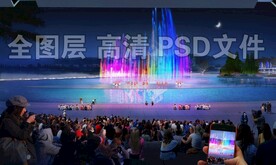 音乐喷泉人群