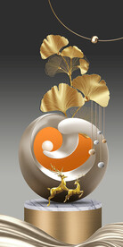 立体银杏几何玄关