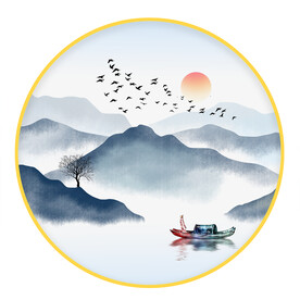 圆形画 中式山水画