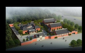 寺庙建筑鸟瞰