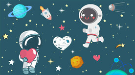 卡通星球宇航员背景墙