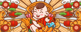 国潮年画娃娃插画设计