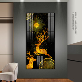抽象发财鹿客厅玄关装饰画挂画