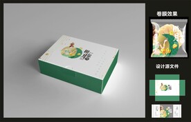中秋月饼包装效果图+平面图