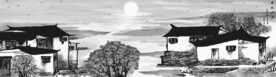 江南春水墨画