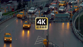 航拍夜晚街道车流美景