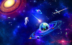 科幻太空宇航员背景墙