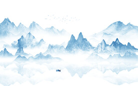 简约现代新中式水墨山水画背景墙