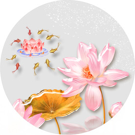 晶瓷画抽象画金鱼荷花荷叶