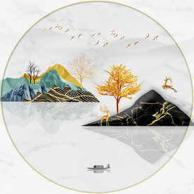 晶瓷画抽象画树石头麋鹿