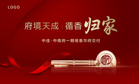 地产交付欢迎回家背景板