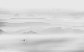 最新中式客厅山水画背景墙