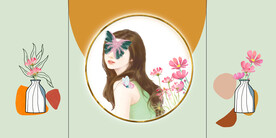 晶瓷画菊花花瓶美女