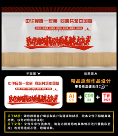 红色五十六民族团结文化墙