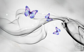 晶瓷画线条抽象画水墨山水画蝴蝶