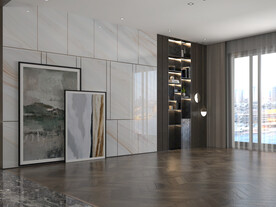 现代极简客厅软装背景墙空景