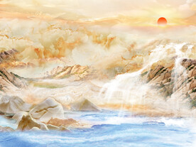 晶瓷画山水风景大理石纹