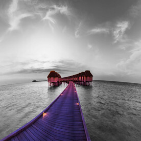 黑白海上风景装饰画