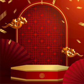 红色春节中国风展台海报背景