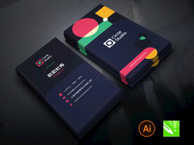 深蓝撞色创意工作室名片模板