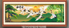 仙鹤迎客松装饰画
