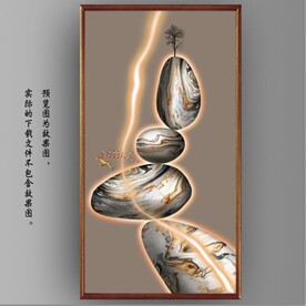 新中式光影山水麋鹿玄关装饰画