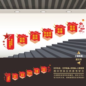 退役军人服务楼梯楼道文化墙