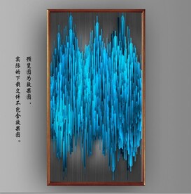 宝石蓝抽象线条玄关装饰画
