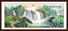 旭日东升山水画