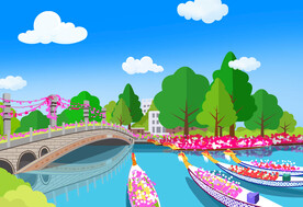 里水花船图