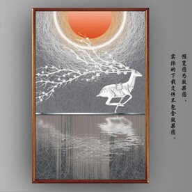 光影白色麋鹿山水装饰画
