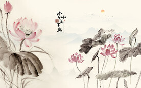 荷花背景墙 