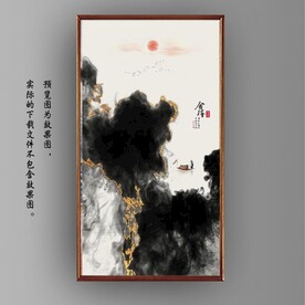 抽象金色水墨山水装饰画