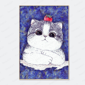 可爱卡通小猫咪油画装饰画