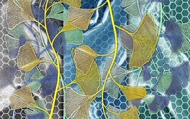 现代轻奢烟雾银杏背景墙